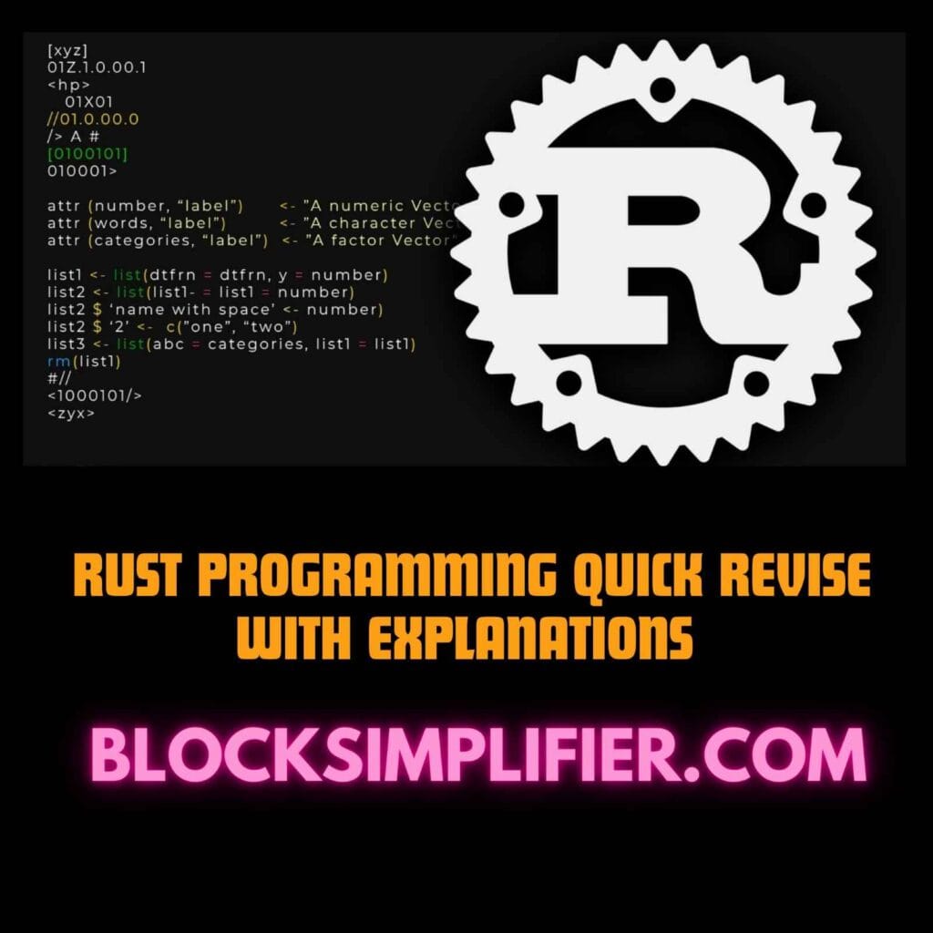 Rust Programming Quick Revise with Explanations